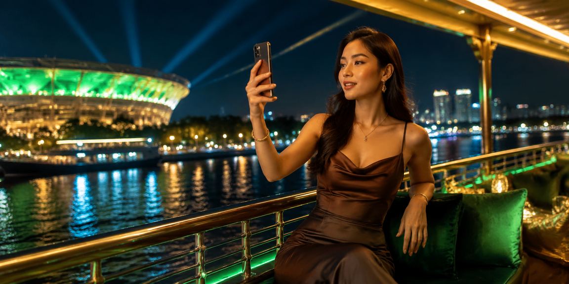 Nhóm bạn tại vùng Đồng bằng Sông Cửu Long ngồi cà phê xem lịch thi đấu bóng đá trên màn hình